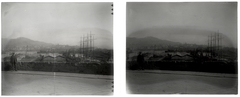 Italy, Genoa, kikötő a világítótorony felől a Carignano templom felé nézve., 1910, Schoch Frigyes, cap, man, suit, stereophoto, mast, Fortepan #27551