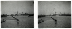 Netherlands, Amsterdam, NDSM hajógyár, sólya., 1910, Schoch Frigyes, ship, crane, shipbuilding industry, stereophoto, Fortepan #27565