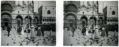 Italy, Venice, Szent Márk tér és székesegyház, jobbra a Dózse-palota., 1909, Schoch Frigyes, hat, basilica, palace, dove, stereophoto, Fortepan #27569