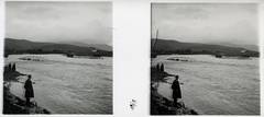 1910, Schoch Frigyes, bridge, river, flood, landscape, wrecked bridge, shore, stereophoto, Fortepan #27620