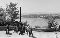 Hungary, Esztergom, kilátás a Bazilika mellől a Duna, a felrobbantott Mária Valéria híd felé., 1960, Hámori Gyula, picture, Fortepan #276309