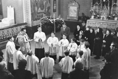 1959, Hámori Gyula, boys, women, ritual, altar, priest, Fortepan #276343