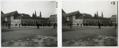 Hungary, Budapest V., Városház tér, háttérben a Duna-parti görög templom tornyai., 1900, Schoch Frigyes, stereophoto, Budapest, Fortepan #27640