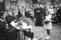 1959, Hámori Gyula, girl, bouquet, priest, white dress, festive, Fortepan #276402