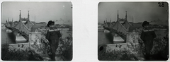 Hungary, Budapest XI., Szabadság (Ferenc József) híd a Gellérthegyről nézve., 1900, Schoch Frigyes, bridge, kid, stereophoto, Budapest, János Feketeházy-design, hat, sailor dress, Fortepan #27650