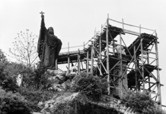 Hungary, Budapest I., Szent Gellért szobor (Jankovits Gyula, 1904.)., 1960, Hámori Gyula, Budapest, scaffolding, Fortepan #276501