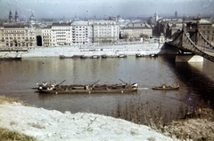 1938, Koncz Nándor, colorful, river, ship, bridge, crane, barge, Fortepan #276710