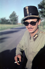 1938, Koncz Nándor, smile, shades, smoking, soldier, colorful, Hungarian soldier, officer, untitled, uniform, cigarette, Fortepan #276717