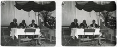 1907, Schoch Frigyes, tableau, men, drinking, stereophoto, Fortepan #27706