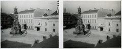 Hungary, Budapest I., Szentháromság tér. A Szentháromság-szobor mögött az Országház utca torkolata., 1902, Schoch Frigyes, monument, stereophoto, Holy Trinity Statue, Budapest, Fortepan #27722