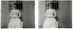 Hungary, Budapest V., Váci utca 55., Schoch Mária, Schoch Frigyes leánya., 1903, Schoch Frigyes, portrait, lady, stereophoto, Budapest, summer dresses, Fortepan #27739