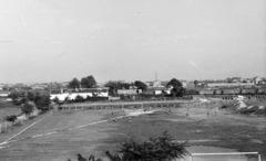 Hungary, Budapest XIII.,Budapest XIV., Tatai utca, kilátás a 32/b számú házból a BVSC sporttelep és a Rákosrendező felé., 1959, Obetkó Miklós, Budapest, picture, Fortepan #277430