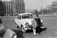 1964, Obetkó Miklós, automobil, átkarol, testvérek, GAZ M21 Volga, országház, Fortepan #277440