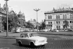 Magyarország, Budapest VI., Nyugati (Marx) tér, balra a Nyugati pályaudvar., 1973, Obetkó Miklós, Opel Kadett, Opel Rekord C, Budapest, Fortepan #277487