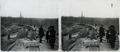 1903, Schoch Frigyes, railway, men, construction, barrel, stereophoto, Fortepan #27750