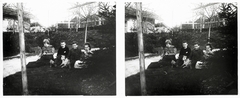 Hungary, Budapest I., nyaraló a Bérc utca környékén., 1900, Schoch Frigyes, dog, holiday house, stereophoto, Budapest, Fortepan #27759