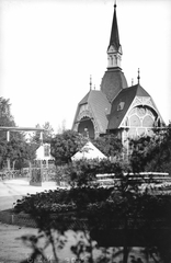 Magyarország, Budapest II., Árpád fejedelem útja (Újlaki rakpart), Császár fürdő kávéház a Császár fürdő előtti parkban., 1903, Deutsche Fotothek / Brück und Sohn, étterem, kávéház, Budapest, Fortepan #277649