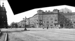 Hungary, Budapest VI., Kodály körönd (Körönd), szemben az Andrássy út Oktogon felé vezető szakasza., 1904, Deutsche Fotothek / Brück und Sohn, sculpture, street view, gas lamp, Renaissance Revival, Budapest, Fortepan #277681