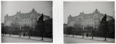 Magyarország, Budapest V., Széchenyi István (Ferenc József) tér, Gresham-palota. Jobbra Deák Ferenc szobra., 1910, Schoch Frigyes, épített örökség, szobor, emlékmű, szálloda, építészet, szecesszió, palota, sztereófotó, Budapest, Quittner Zsigmond-terv, Vágó József-terv, Deák Ferenc-ábrázolás, Art Nouveau, Fortepan #27770