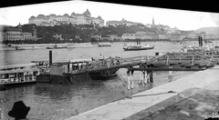 Hungary, Budapest. Donau mit Dampfschiffen und Burg, 1904, 1904, Deutsche Fotothek / Brück und Sohn, picture, palace, ship, Fortepan #277707