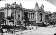 Hungary, Budapest V., Szabadság tér, Tőzsdepalota (Alpár Ignác, 1902-1907)., 1905, Deutsche Fotothek / Brück und Sohn, baby carriage, stock exchange, eclectic architecture, Ignác Alpár-design, Budapest, Fortepan #277753