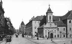 Magyarország, Budapest VII.,Budapest VIII., Rákóczi (Kerepesi) út, jobbra a Szent Rókus-kápolna és a Rókus kórház., 1906, Deutsche Fotothek / Brück und Sohn, Budapest, Fortepan #277793