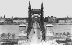 Magyarország, Budapest. Elisabethbrücke (1897-1903; Aurél Czekelius, Antal Kherndl) über die Donau. Blick auf die Fahrbahn, 1907, Deutsche Fotothek / Brück und Sohn, híd, Fortepan #277797