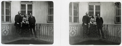 Hungary, Budapest V., Váci utca 55., 1903, Schoch Frigyes, courtyard balcony, stereophoto, Budapest, three people, Fortepan #27783