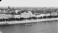 Hungary, Budapest. Franz-Josephs-Quai. Blick über die Donau, 1908, 1908, Deutsche Fotothek / Brück und Sohn, wharf, picture, Fortepan #277843