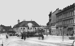 Hungary, Budapest I.,Budapest II., Széna tér, szemben a régi Szent János kórház, balra a Margit körút., 1909, Deutsche Fotothek / Brück und Sohn, Best of, tram, pharmacy, medical institution, steeple, Budapest, Fortepan #277853