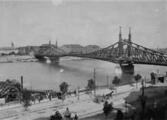 Magyarország, Budapest XI.,Budapest IX., kilátás a Gelléthegy felől a Szabadság (Ferenc József) híd és a Fővám tér felé., 1906, Deutsche Fotothek / Brück und Sohn, Budapest, Fortepan #277885