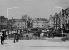 Magyarország, Budapest V., Szabadság tér, szemben a háttérben a Vécsey utca - Honvéd utca és a Honvéd utca - Aulich utca közötti háztömb látható., 1906, Deutsche Fotothek / Brück und Sohn, Budapest, Fortepan #277886