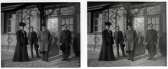 Hungary, Budapest I., nyaraló a Bérc utca környékén., 1909, Schoch Frigyes, hat, bowler hat, stereophoto, Budapest, hands in pockets, hat in hand, Fortepan #27798