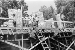 1965, Artfókusz, masonry, half-naked, ladder, scaffolding, worker, Fortepan #278214