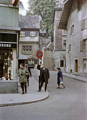 Switzerland, Basel, a Steinenvorstadt a Steinenbachgässlein torkolatánál., 1965, Artfókusz, Fortepan #278868