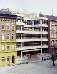 Magyarország, Budapest VII., Almássy tér 6., Szabadidőközpont., 1985, Artfókusz, Fábián József, lépcső, épület, Budapest, április 4, Fortepan #278961