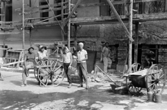 1960, Artfókusz, Best of, scaffolding, women, shovel, construction, wheelbarrow, Fortepan #279180