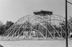 Hungary, Budapest XIV., a Budapesti Nemzetközi / Ipari Vásár területe, a nehézipar eredményeit bemutató pavilon építése., 1960, Artfókusz, contraption, Budapest, geometry, Fortepan #279258