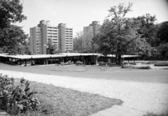 Magyarország, Budapest II., Pálos utcai toronyházak a Hárshegyi úti kemping felől nézve., 1972, Artfókusz, Fábián József, Budapest, Fortepan #279581