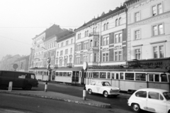 Magyarország, Budapest VII., Thököly út, a 8. - 16. szám közötti házsor, balra a Nefelejcs utca torkolata., 1970, Artfókusz, Fábián József, Trabant 601, Fiat 600, Barkas-márka, villamos, Budapest, Fortepan #279730