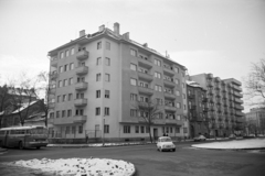 Magyarország, Budapest XI., Bocskai út, szemben a Fadrusz utca - Kosztolányi Dezső tér közötti házsor látható., 1970, Artfókusz, Fábián József, Opel Olympia 1955, Renault 8, Trabant 600, Ikarus 66, NSU Typ 110, Steyr-Puch 500, Budapest, Fortepan #279969