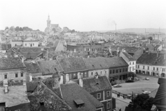 Hungary, Sopron, kilátás a Tűztoronyból a Szent Mihály-templom felé, előtérben az Előkapu és a Várkerület (Lenin körút)., 1965, Artfókusz, Fortepan #280456