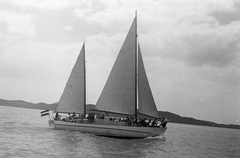 Magyarország,Balaton, BÉKE SZOT 1956 típusú nagyvitorlás., 1959, Umann Kornél, hajó, vitorláshajó, Fortepan #28061