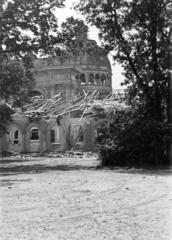 Magyarország, Városliget, Budapest XIV., a II. világháború során súlyosan megrongálódott Iparcsarnok., 1946, Fortepan/Album090, Budapest, Fortepan #284881