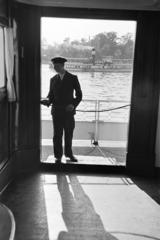 1938, Gara Andor, Best of, shadow, standing in door, steamboat, man, river, Fortepan #285007