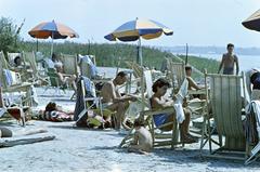 Magyarország,Balaton, Tihany, a Motel strandja., 1959, Gara Andor, Fortepan #285722