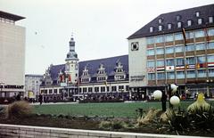 Németország, Lipcse, Markt, Messeamt am Markt, Régi Városháza, Messehaus am Markt., 1975, Kozák, NDK, Fortepan #286523