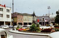 Szlovákia, Zsolna, Mariánske námestie, a tornyos épület a Városháza., 1973, Kozák, Fortepan #286540