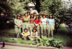 1979, Kozák, girls, tableau, class photo, colorful, Fortepan #286596