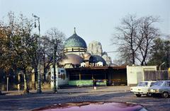 Magyarország, Városliget, Budapest XIV., Állatkerti körút, háttérben az Elefántház és a Nagyszikla az Állatkertben., 1974, Kozák, Budapest, Fortepan #286671